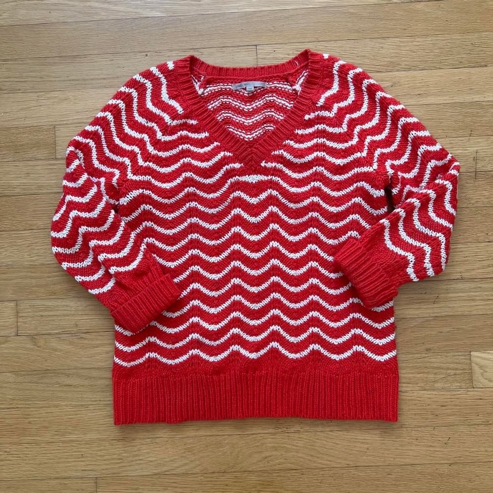 Gap Orange & White knit sweater, Women's Small